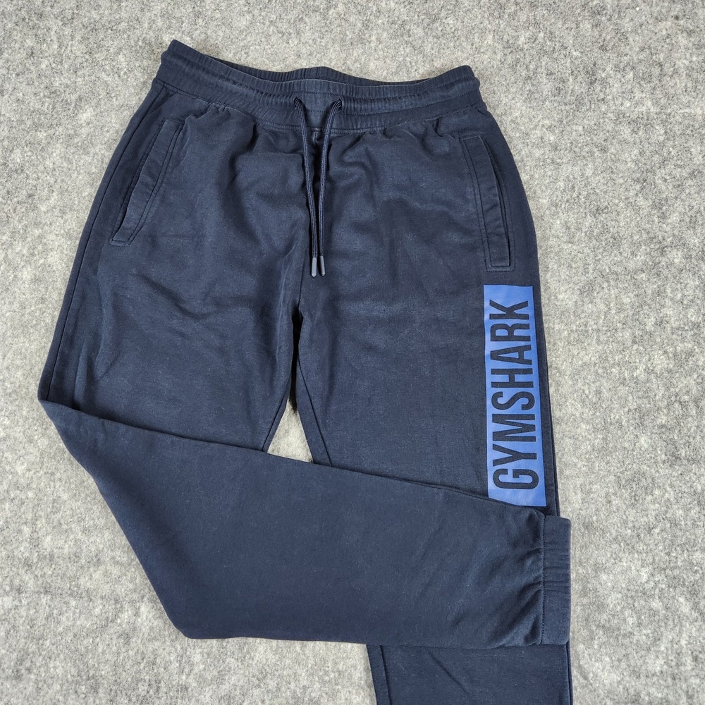 Gymshark Athletic Sweatpants Joggers Men M Eclipse Blue Logo Graphic Gym Workout